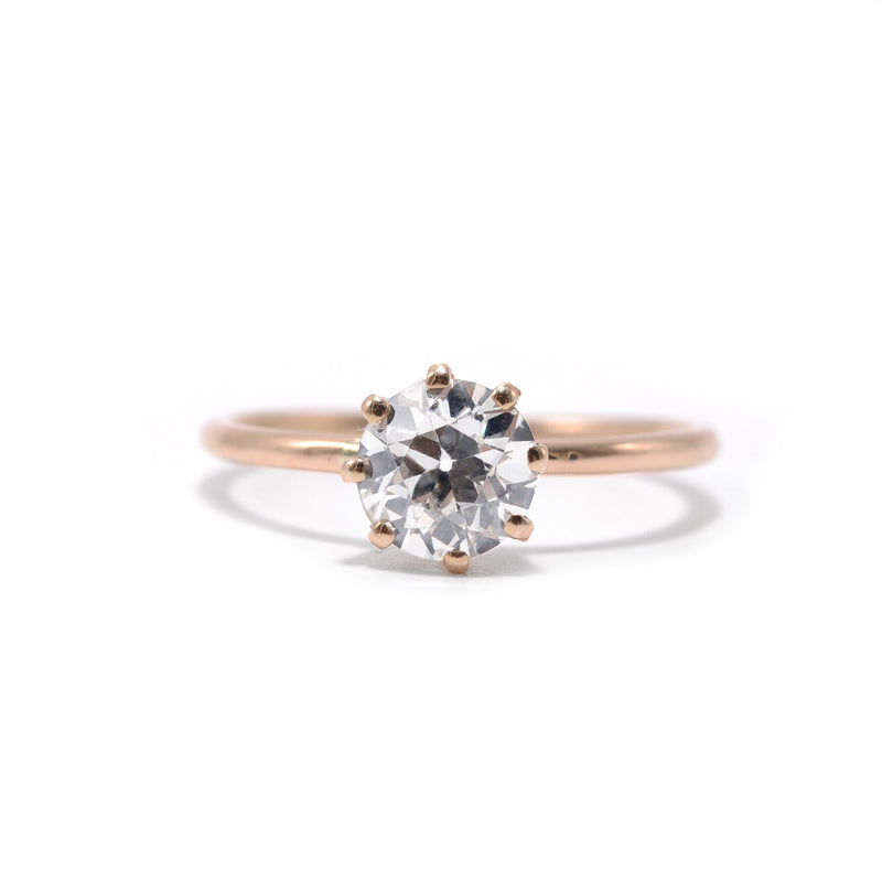 Victorian Rose Gold Old European Cut Solitaire
