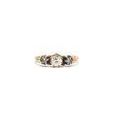 Victorian Old Mine Cut Diamond and Sapphire Ring