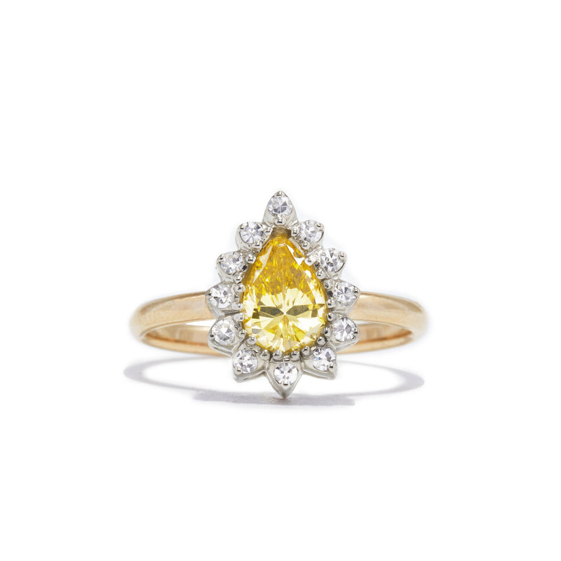 Yellow Pear Cut Diamond Ring